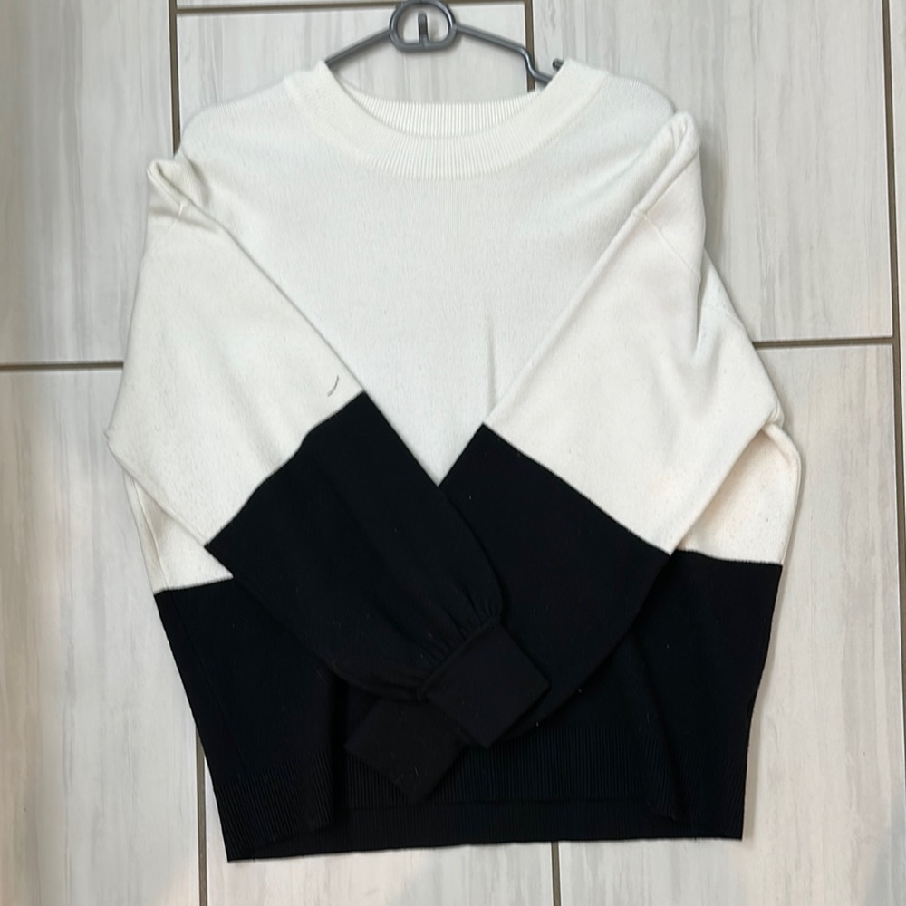 Black and White Colorblock Sweater